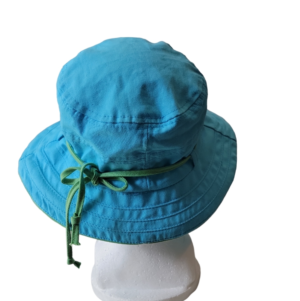 Panama Jack Blue Gardening Hat With Green Band. One Size Fits All - Picture 4 of 6